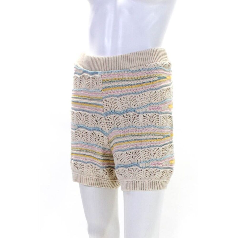 Zara Womens Cotton Knitted Buttoned V-Neck Cardigan Shorts Set Beige Size M L - Picture 5 of 8
